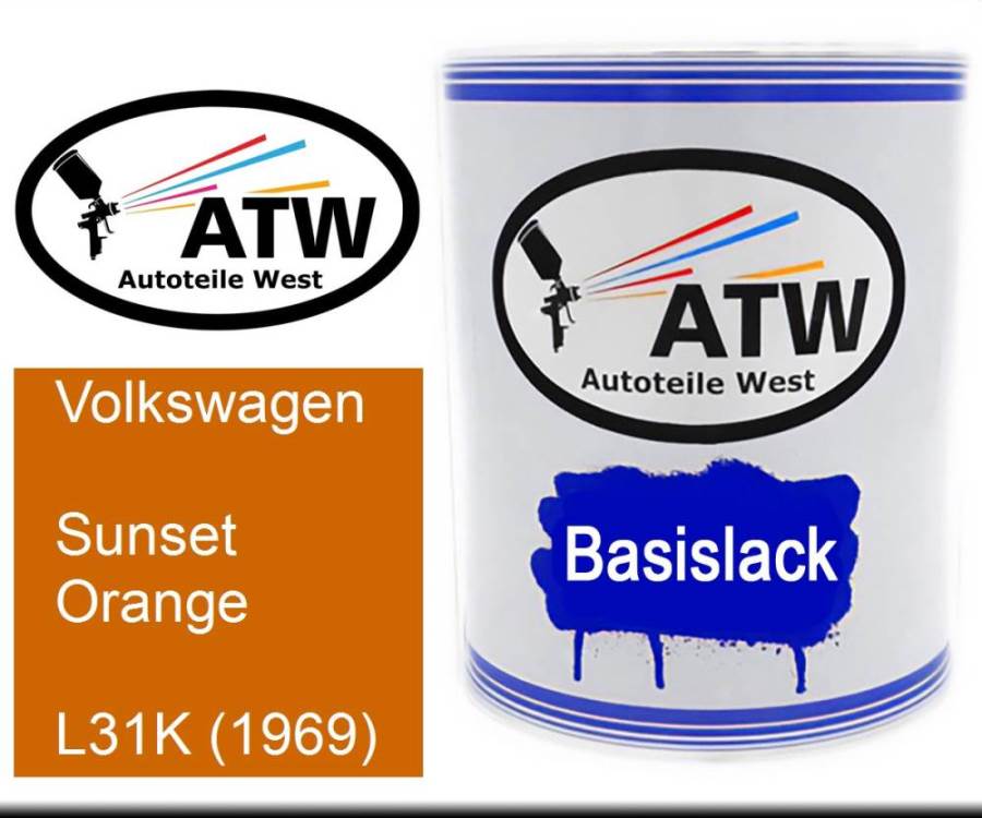 Volkswagen, Sunset Orange, L31K (1969): 1L Lackdose, von ATW Autoteile West.